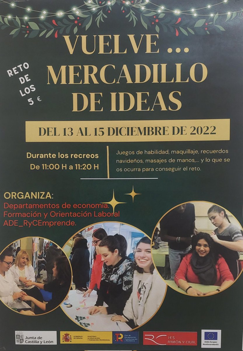 ¡Formados los #equiposdetrabajo con alumnado de #ESO y #FP para organizar el mercadillo de ideas con el fin de conseguir el reto! Lo recaudado se destinará al jardín emprendedor. #creatividad  #ingenio #emprendimiento
 #MEFP_EmprendimientoCyL #educacyl  #PlandeRecuperación