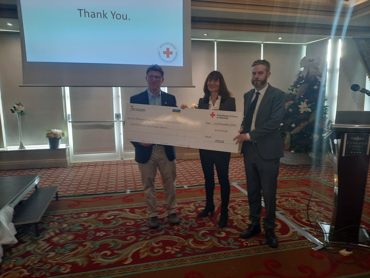 Presentation of over €10,000 raised for <a href="/irishredcross/">Irish Red Cross</a> Grain for Ukraine Appeal from hugely generous donations via ITLUS. Thank you so much to all who donated, your kindness &amp; generosity is greatly appreciated ♥️
