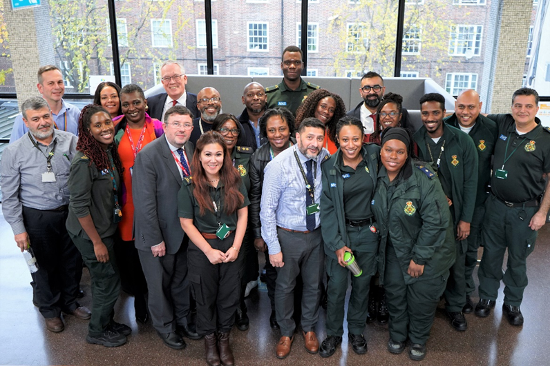 ChrisHopsonNHS's tweet photo. Big thanks to B-ME staff network for people of colour @Ldn_Ambulance for an inspirational conversation w NHSE Chair Richard Meddings &amp; myself about their lived experiences. Every NHS staff member needs to be able to bring their best selves to work and be treated fairly &amp; equally. https://t.co/MSqv0HOVWL