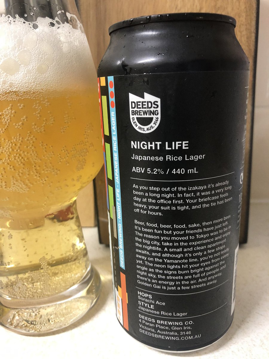 newietraveller's tweet photo. Beer o’Clock kicked off with ‘Night Life’ a Japanese Rice Beer from Glen Iris based Deeds Brewing https://t.co/VknSGanNUv
Nice easy drinking suggest in Pilsner style. Not sure if it’s worth $11.90 a can I paid @Warnersatthebay Bottlo however did enjoy #TGIF #DeedsBrewing #beer https://t.co/cWpwLn7CoV
