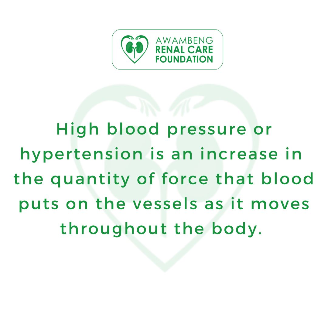 AwambengF's tweet photo. High blood pressure or hypertension is an increase in the quantity of force that blood puts on the vessels as it moves throughout the body.
#arcf #arcfcameroon #awambeng #awambengfoundation #africanhealth #renalcare https://t.co/o9t5fKWznT