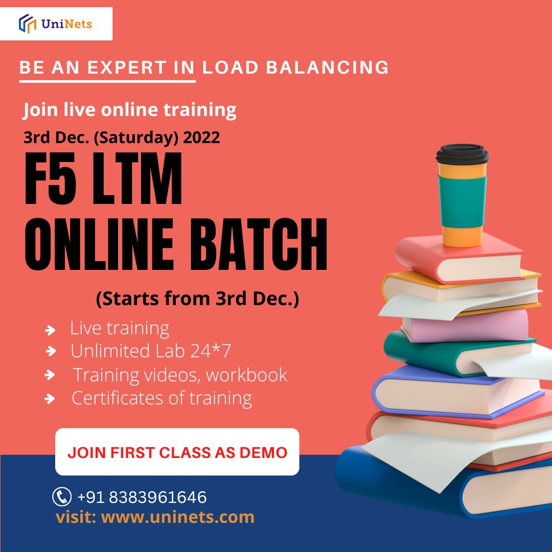 uninets53's tweet image. Join F5 LTM Training from 3rd Dec. (Saturday) 2022.
More details on:
Call/Whatsapp: wa.me/918383961646
Visit our website: uninets.com
Direct mail us on: info@uninets.com
***PLEASE FORWARD THIS POST TO A FRIEND!***
#f5training #f5loadbalancer #f5ltm #loadbalancing