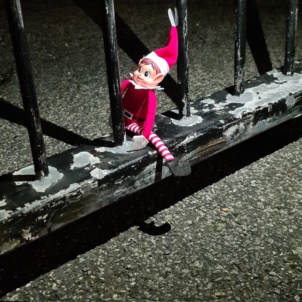 Day 1)  Cadet Elf-Mantoura has arrived early by sneaking in through the gate. He was reminded of our parading hours and how not to be late. He was excited to make new friends, but his disciple is woe. Little do the silly little humans know, his mischief is high; obedience is low!