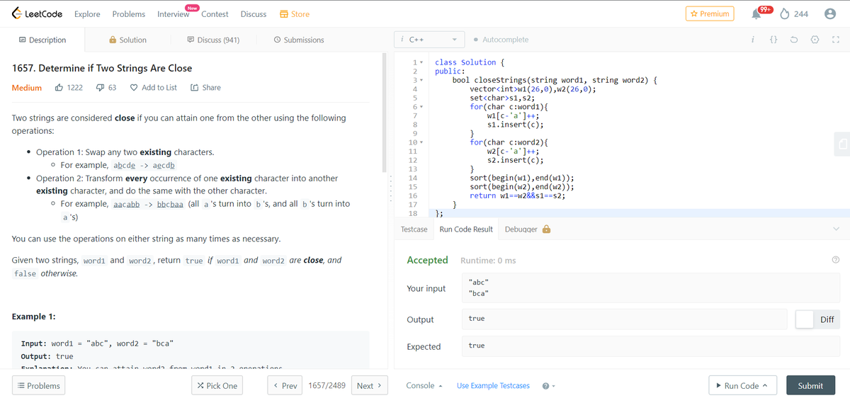 __rajsingh___'s tweet photo. #Day356 of #365daysofcode with 
@scaler_official

Determine if Two Strings Are Close#scalerlearning
#scalerdiscord 

#100daysofcode #DSAwithKunal  #the404code https://t.co/Nnr4FyknfR