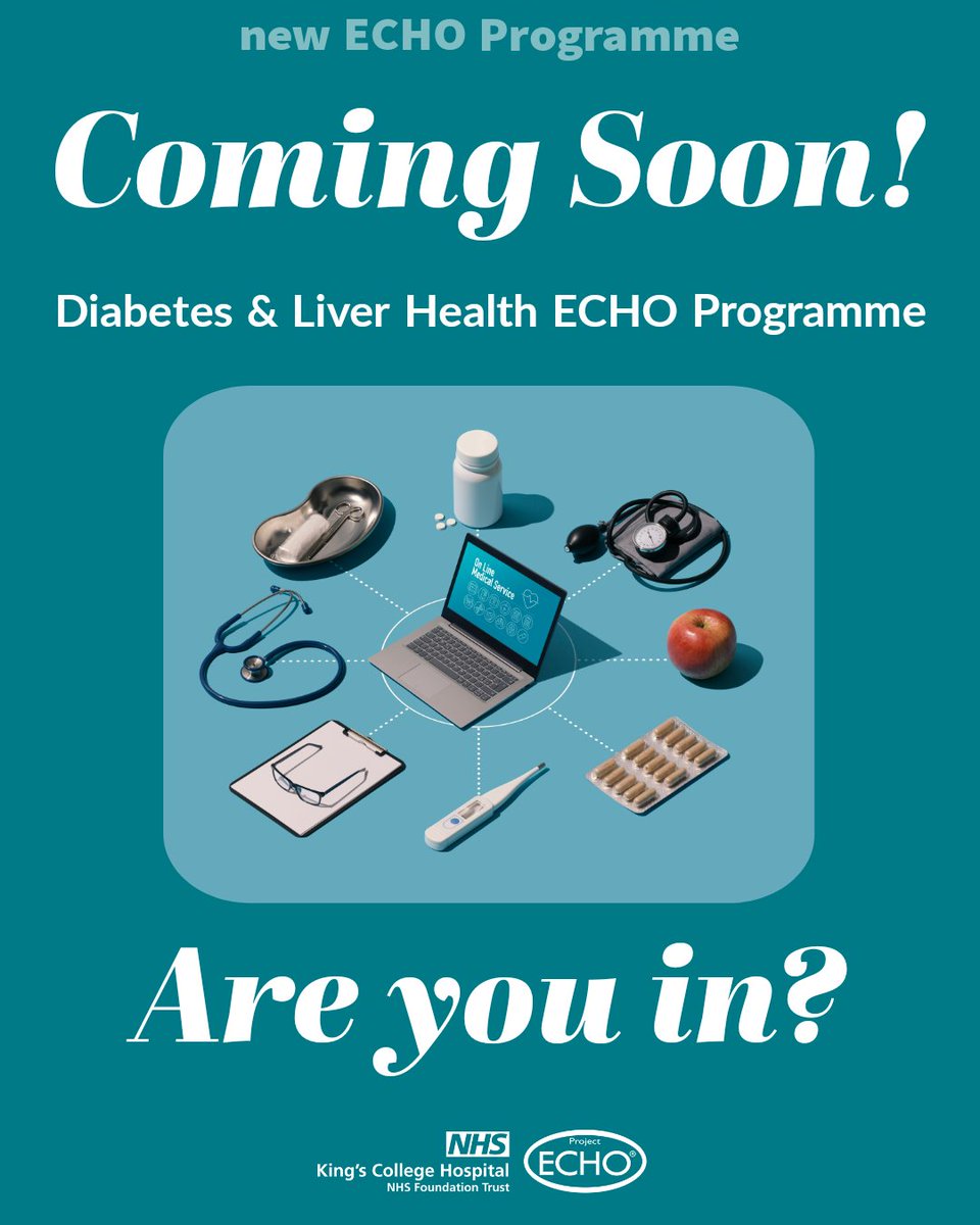 Good news! Diabetes &amp; Liver Departments at KCH are working together to create an interesting new ECHO Programme. Are you in? <a href="/mbwhyte1/">Martin B Whyte</a> <a href="/guerravelozMF/">MARIA GUERRA VELOZ</a> <a href="/saimaajazshah/">saima ajaz</a> #KingsECHO #Diabetes #Hepatology #LiverHealth #Education
