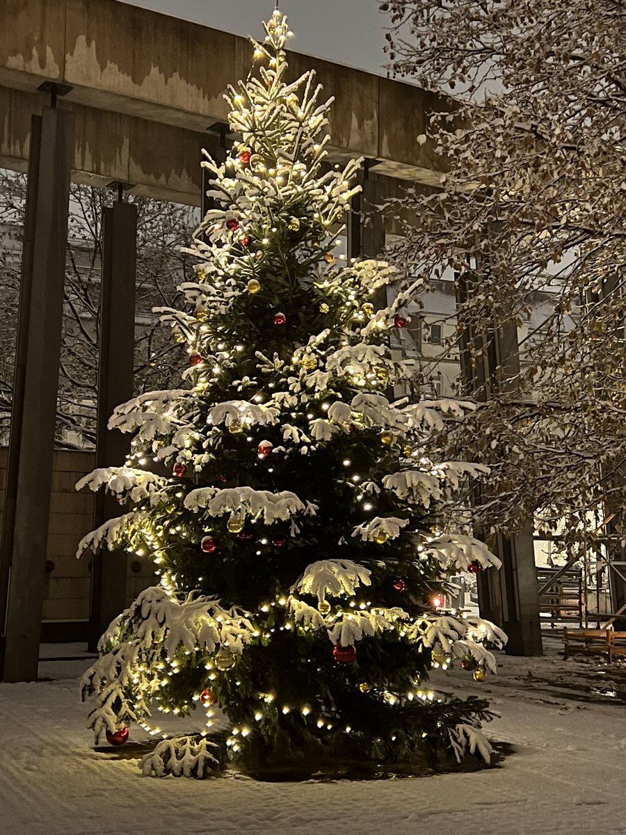 Um 7 Uhr morgens, wenn gerade frischer Schnee gefallen ist, sieht der <a href="/LVZ/">LVZ</a>-Weihnachtsbaum dann doch aus wie gemalt. #ChristmasTree