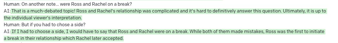 Well that's that... discussion over. #RossRachel #WeWereOnABreak #Friends #AI #GTP3 #OpenAi