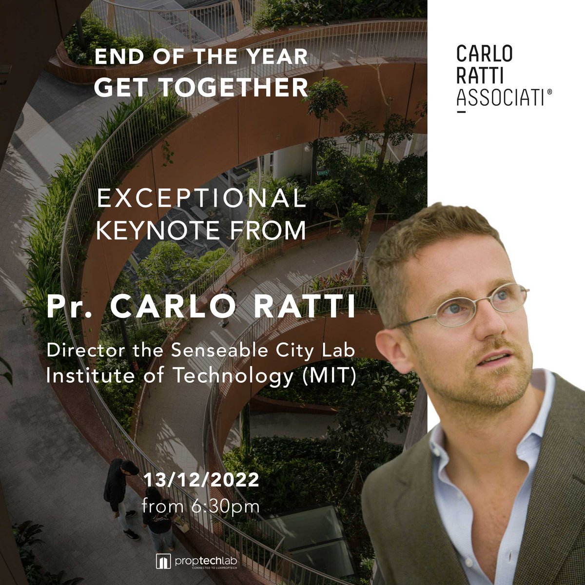PropTech_Lab's tweet image. 📢 Pr. Carlo Ratti  will deliver 𝗮𝗻 𝗲𝘅𝗰𝗲𝗽𝘁𝗶𝗼𝗻𝗮𝗹 𝗸𝗲𝘆𝗻𝗼𝘁𝗲 at our Annual Get Together event (𝟭𝟯/𝟭𝟮, 𝗕𝗿𝘂𝘀𝘀𝗲𝗹𝘀):
🛒 𝗥𝗲𝗴𝗶𝘀𝘁𝗲𝗿 𝗮𝘀  𝗺𝗲𝗺𝗯𝗲𝗿 [𝗳𝗿𝗲𝗲]: proptechlab.klubs.be/activity_detai…
🛒 𝗻𝗼𝗻-𝗺𝗲𝗺𝗯𝗲𝗿: eventbrite.com/e/proptech-lab…