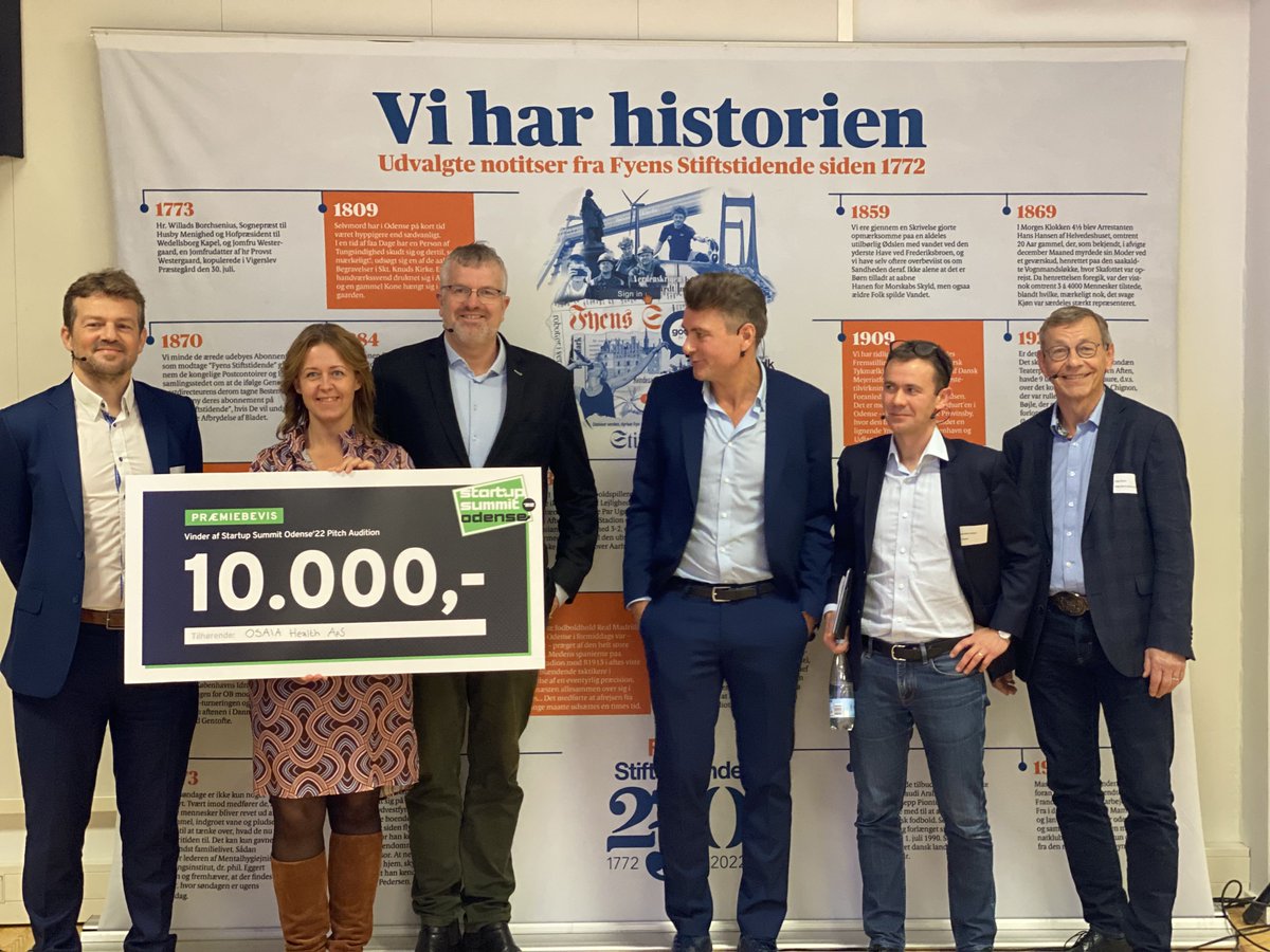 Congratulations to OSAIA Health for winning the Startup Summit Odense'22  powered by Jysk Fynske Medier.  Nice to see that a robotic company had also made it to the final five finalists.