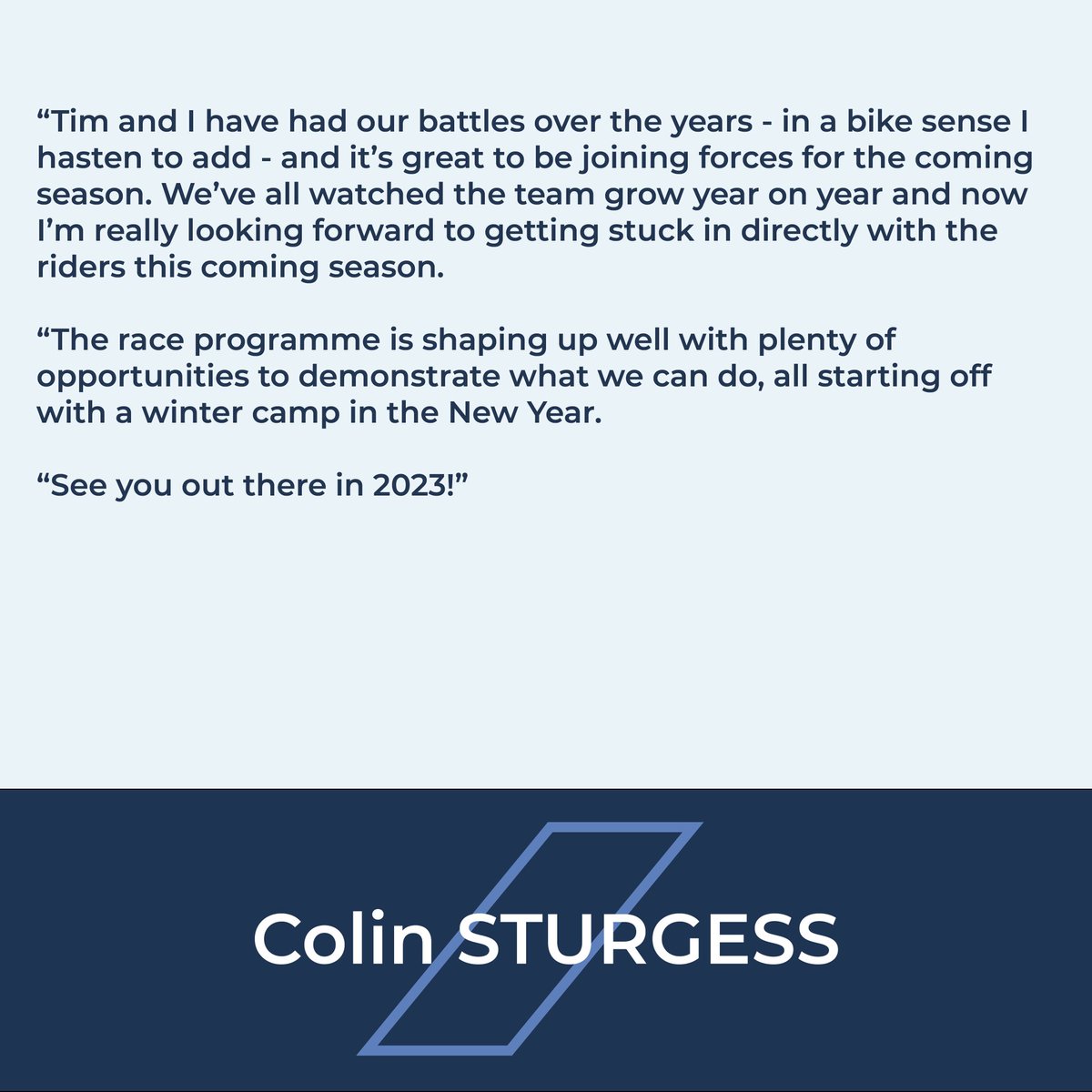 AT85ProCycling (@at85procycling) on Twitter photo Leading from the front in 2023 will be <a href="/TimElverson/">Tim Elverson</a> with the worthy addition of @ColinASturgess in the lead car for the majority of our European races Leading from the front in 2023 will be <a href="/TimElverson/">Tim Elverson</a> with the worthy addition of @ColinASturgess in the lead car for the majority of our European races