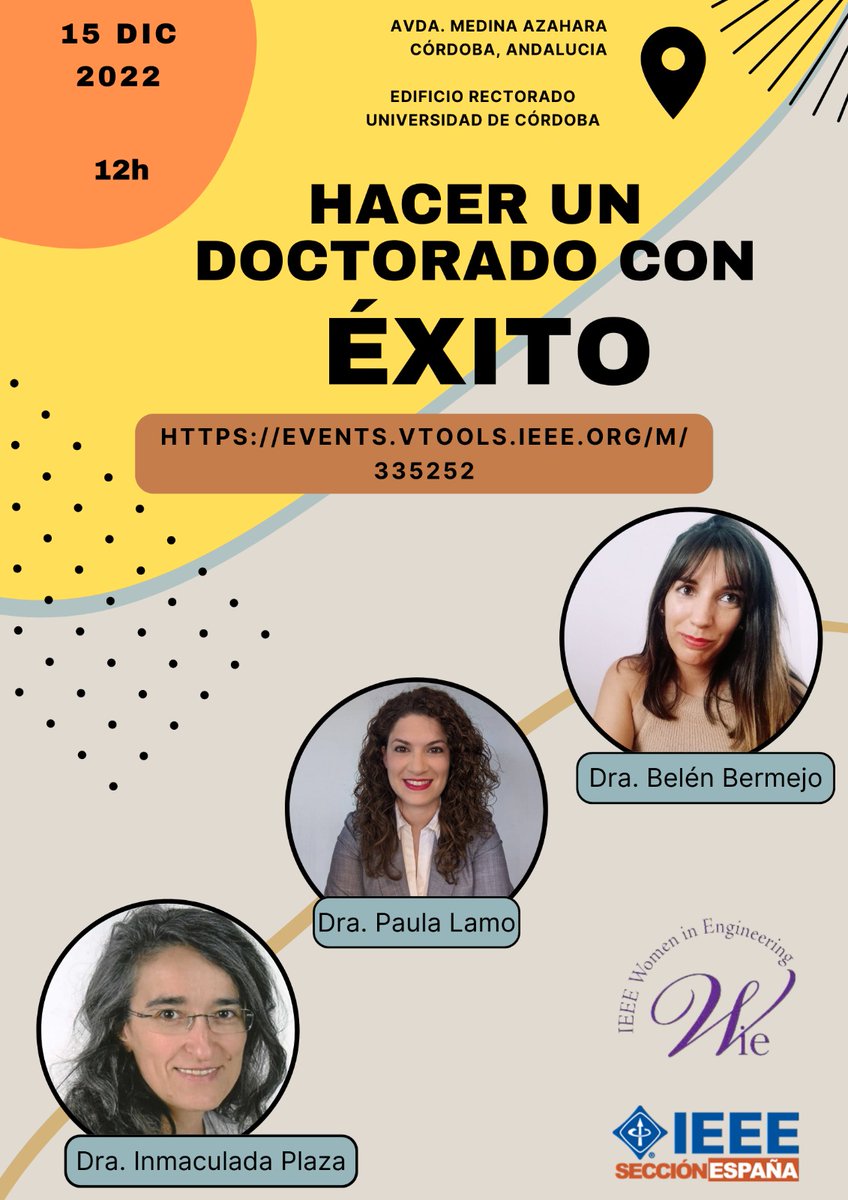 Nos vemos el 15 de diciembre en la Universidad de Córdoba 💥
<a href="/ieeespain/">IEEE Spain</a> <a href="/Paula_Lamo/">Paula Lamo</a> <a href="/InmaculadaPlaza/">Inmaculada Plaza</a> <a href="/BelenBermejo3/">Dra. Belen Bermejo</a>