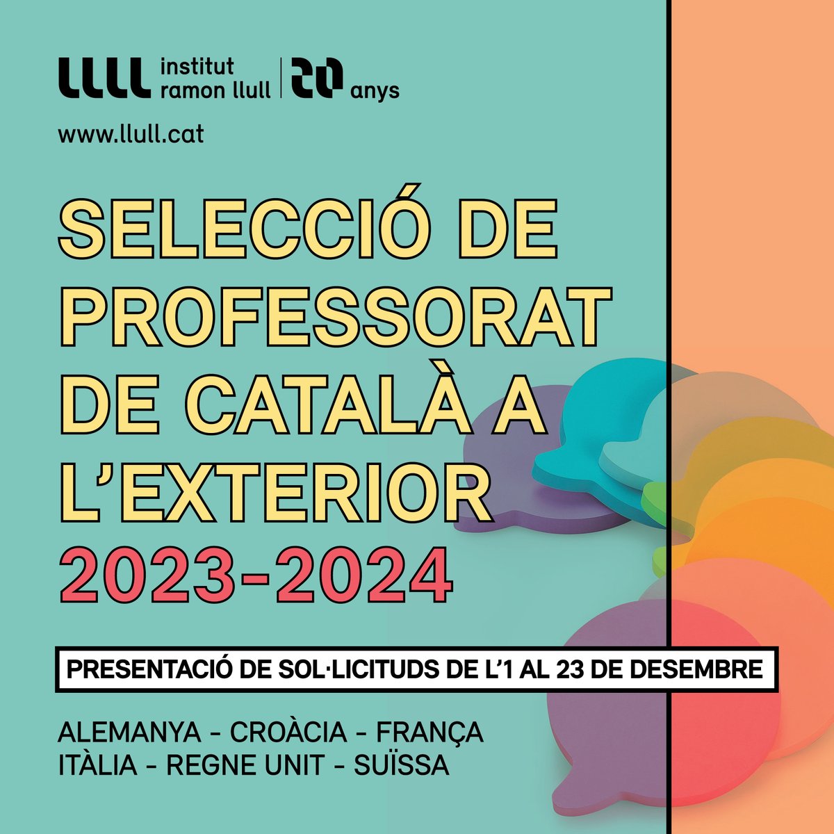 👩🏽‍🏫 👨🏼‍🏫 Vol ser professor/a de català a una universitat d'Alemanya, Croàcia, França, Itàlia, Regne Unit o Suïssa?
✍🏻 Presenta't a la convocatòria de l'<a href="/IRLlull/">Institut Ramon Llull</a> 
🗓️ Fins al 23 de desembre!
🔗 Més informació a llull.cat/catala/actuali…