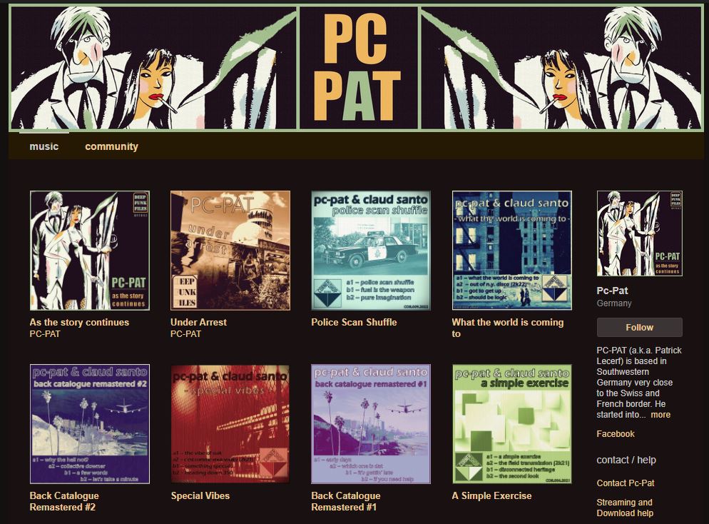 Today is Bandcamp friday. isitbandcampfriday.com
Check out Pc-Pat's latest releases and freshly remastered back catalogue tracks right here:
pcpat.bandcamp.com/music