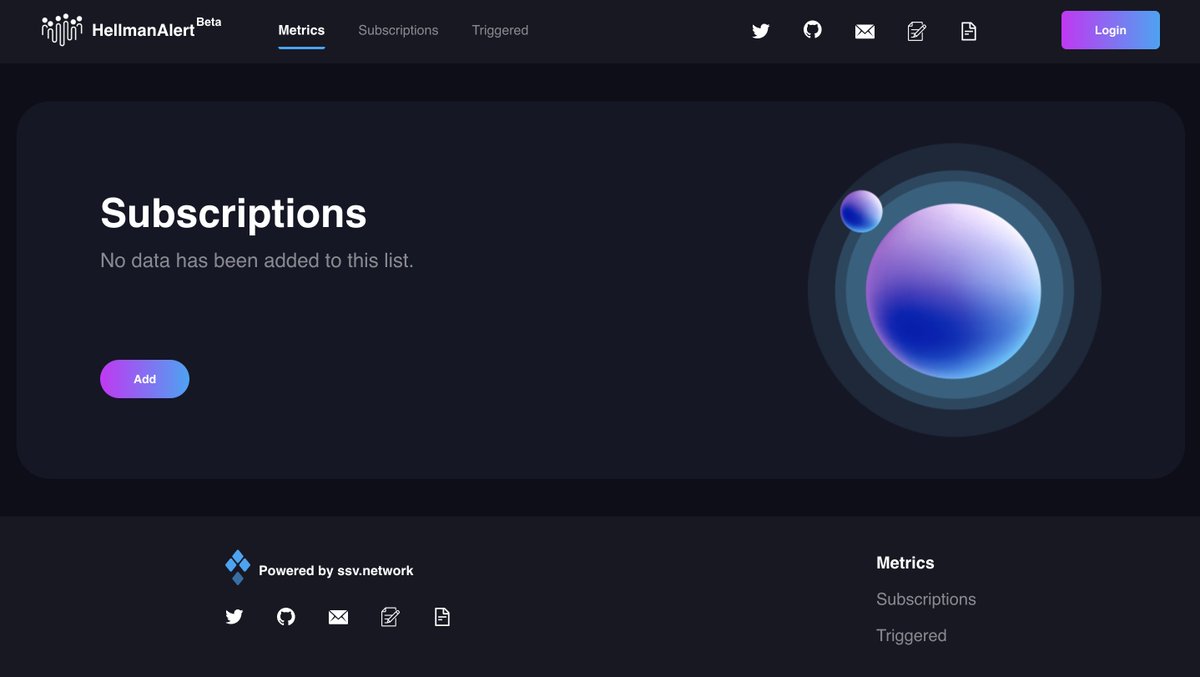 HellmanResearch's tweet photo. 🚀HellmanAlert has landed on the community. You can monitor your @ssv_network account balance and operators through it, so as to avoid your #eth being slashed.
Test link: https://t.co/58AlkxjsWU
If u have any suggestions Please send it to us: https://t.co/NnMPScZouD https://t.co/6wnoVu3HZo