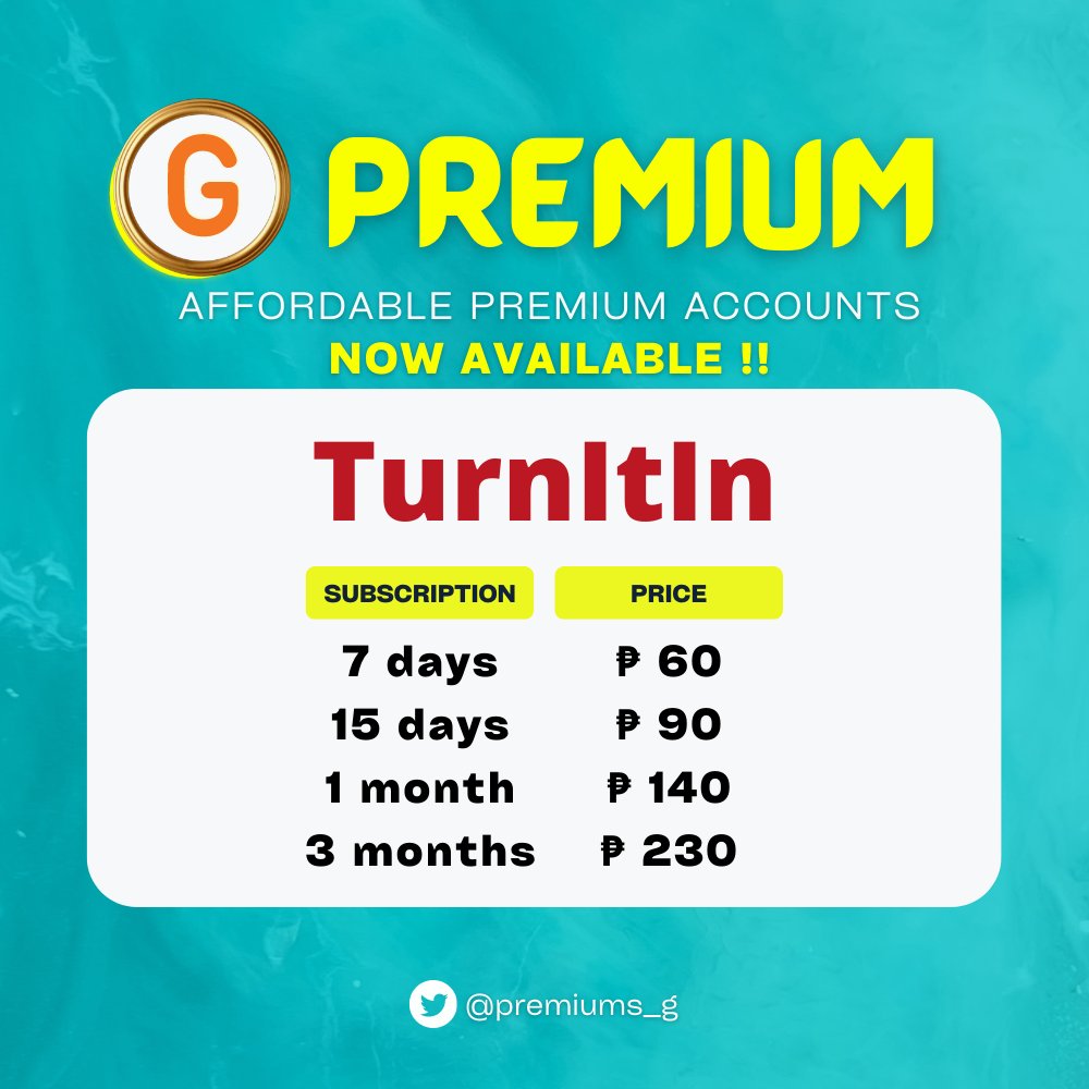 🟧MICROSOFT MS 365 FAM HEAD PREMIUM PH
↳ can log in up to maximum of 5 devices
↳ monthly replacement

🟥TURNITIN PREMIUM PH (made to order)
↳ student account

🔵MOP: GCash
📩 DM for availability

tags: microsoft, ms 365 famhead premium ph, turnitin premium, lfb, wtb