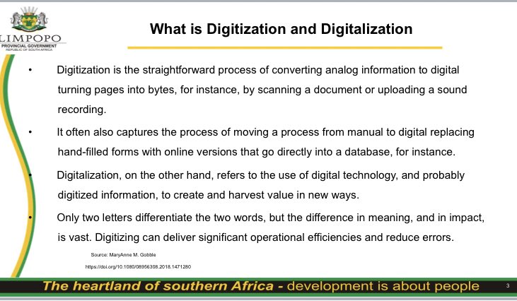 ITWeb's tweet image. #PSICTForum: Digitalization refers to the use of digital technology and probably digitized information to create and harvest value in the new ways.