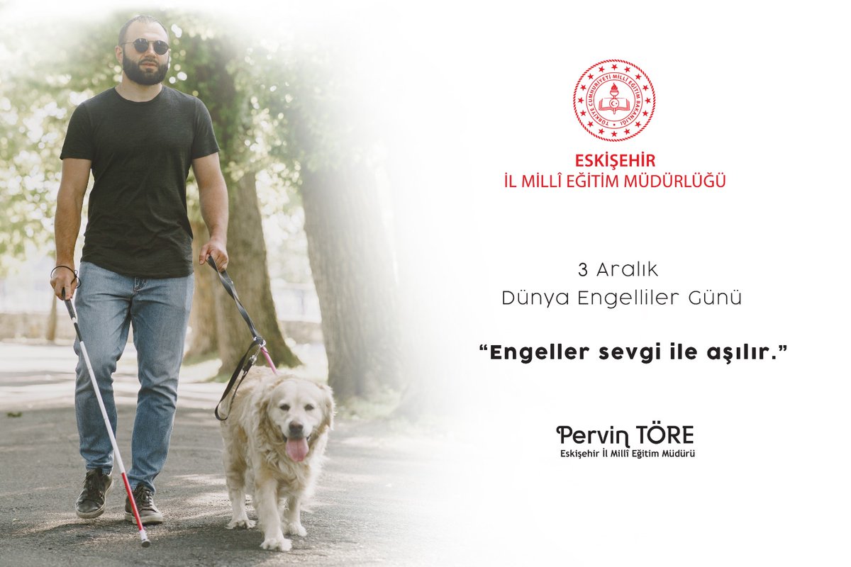 3 Aralık Dünya Engelliler Günü 

✔️Engelsiz bir dünyanın mümkün olduğunun farkındayız.

Sevgi ile tüm engelleri aşıyoruz. ✨

#EngelsizEskisehir

<a href="/tcmeb/">Millî Eğitim Bakanlığı</a> <a href="/eskvaliligi/">T.C. Eskişehir Valiliği</a> <a href="/pervin_tore/">Pervin TÖRE</a>