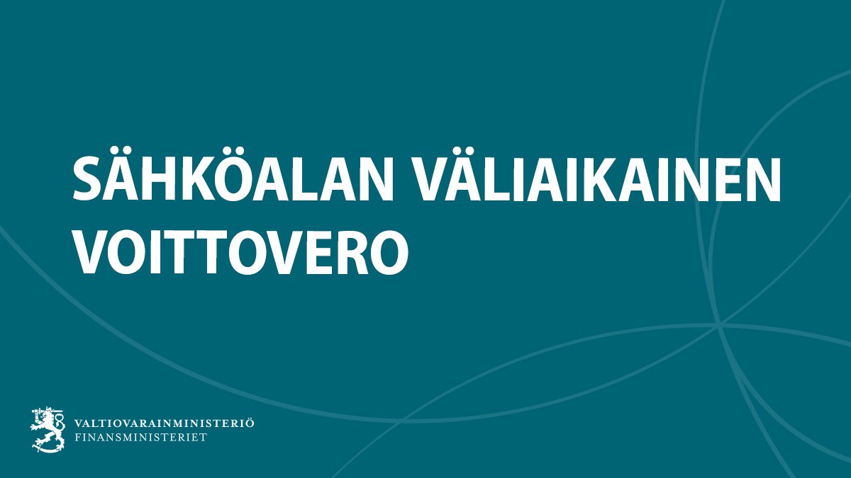 Valmistelemme sähköalalle väliaikaisen voittoveron, jolla leikataan korkeasta sähkön hinnasta johtuvia sähköalan yritysten kasvaneita voittoja. Lausuntokierros päättyy 12.12.

🔌 Tiedote: vm.fi/-/sahkoalan-va…
✏️ Lausuntopalvelu: lausuntopalvelu.fi/FI/Proposal/Pa…

#Verotus | #SähkönHinta