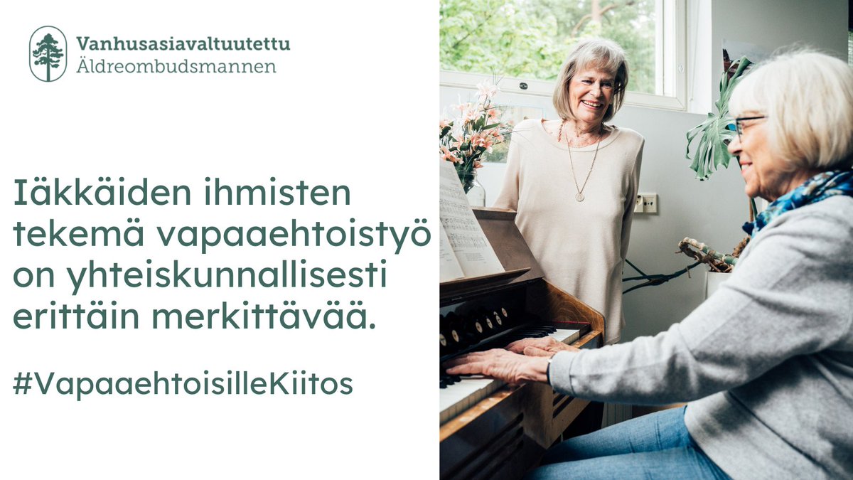 Tänään on vapaaehtoisten päivä. Monin paikoin ikääntyneet ihmiset ovat se voimavara, jolla paikallisten järjestöjen toimintaa sekä vapaaehtoistoimintaa ylläpidetään. Iäkkäiden ihmisten tekemä vapaaehtoistyö on yhteiskunnallisesti erittäin merkittävää. #VapaaehtoisilleKiitos