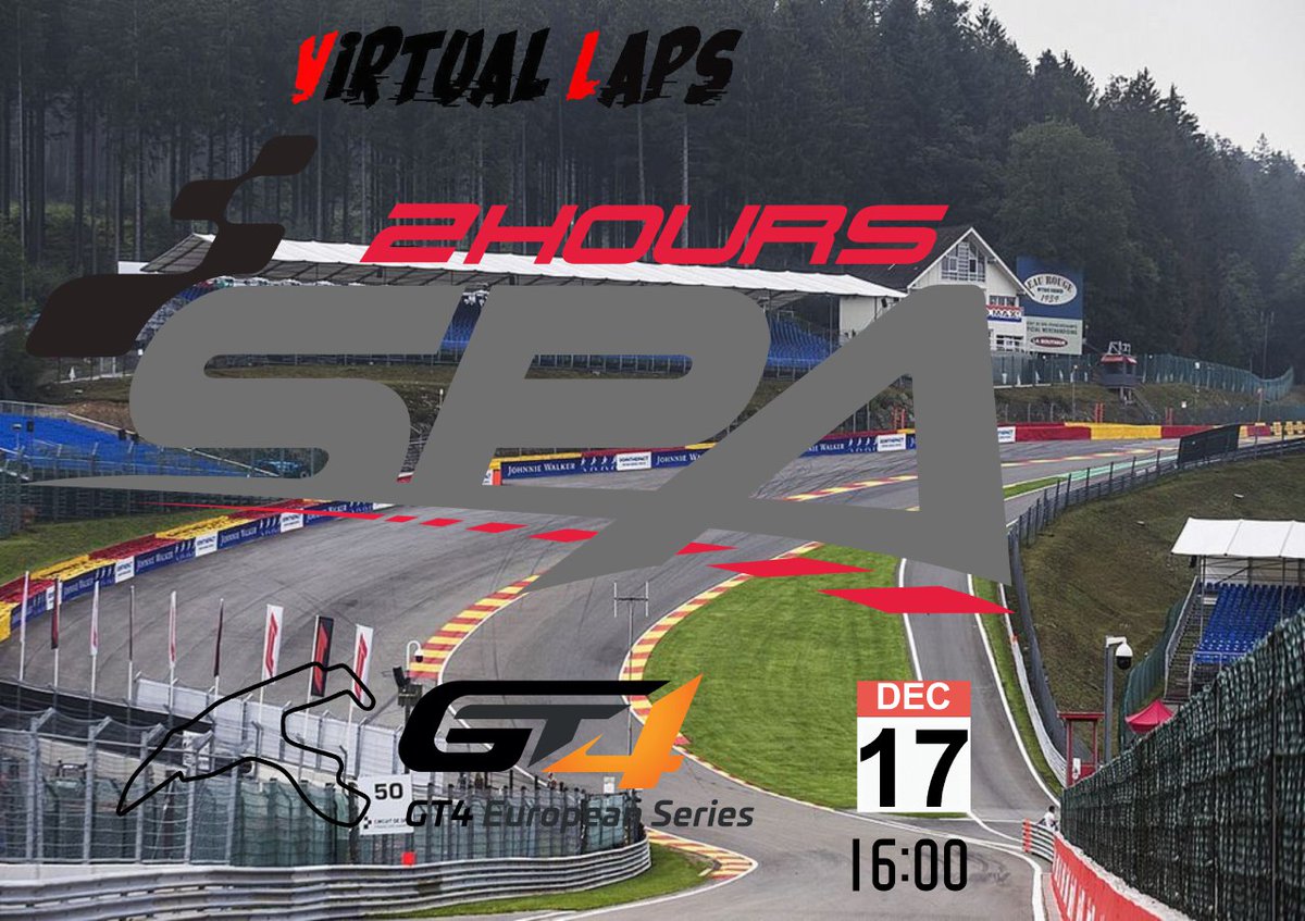 VirtualLaps's tweet image. Os presentamos lo que será un nuevo evento para acabar el año.
2h con 15m de qualy en el circuito de spa con los gt4 maserati granturismo mc  y Porsche cayman clubsport próximamente pondremos normativa e incripciones
