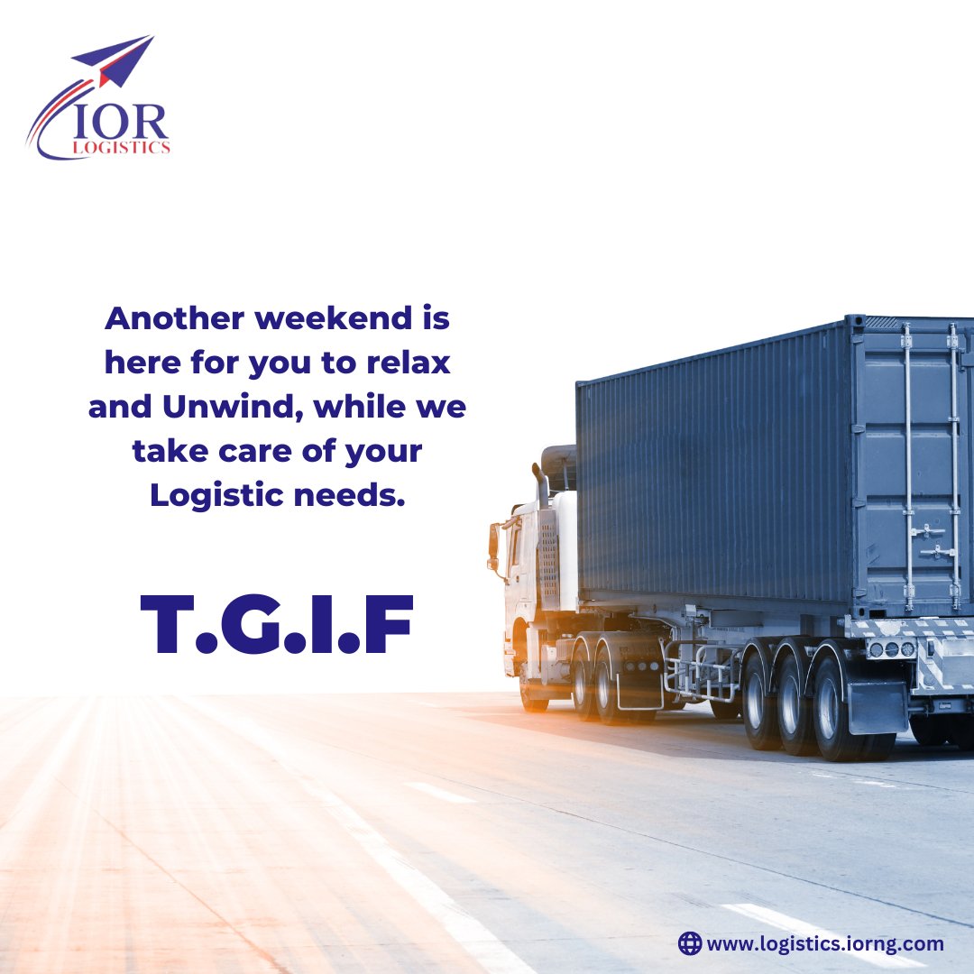 iorlogistics1's tweet photo. Welcome to the Weekend...

While you make plans to relax and Unwind, Don't forget to contact Us to take care of your Logistic Needs... We are here to offer you Haulage, Door-to-Door Delivery, Interstate Delivery and Relocation Services.

Send Us a D.M Now!!!

 #tgif https://t.co/u8orVPtPOy