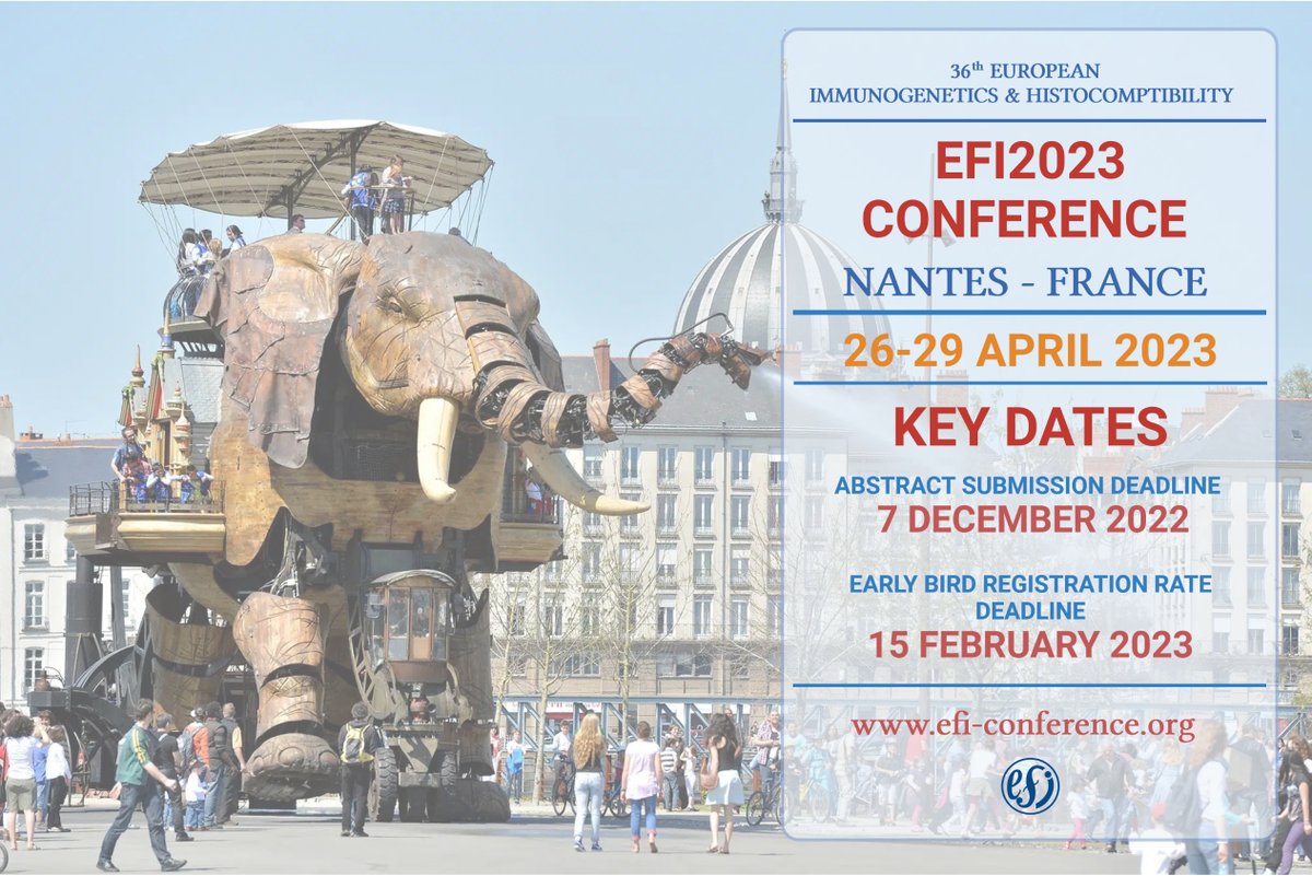 📢 Important key dates to keep in mind for The NOT-TO-BE-missed event #efi-conference #EFI2023!
Find out more and submit your abstract by visiting the conference website👉efi-conference.org/program/abstra…
#immunogenetics #transplantation #hla #bioinformatics #bigdata #autoimmunedisease