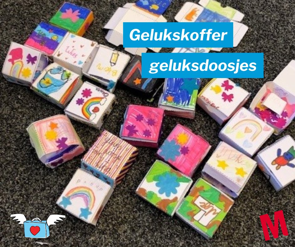 Deze mooie verzameling geluksdoosjes werd gemaakt door groep 3-4-5 van Jenaplanschool De Pandelaar in Gemert. Vul je geluksdoosje met datgene waar jij gelukkig van wordt. En dat is voor iedereen anders! #gelukskoffer