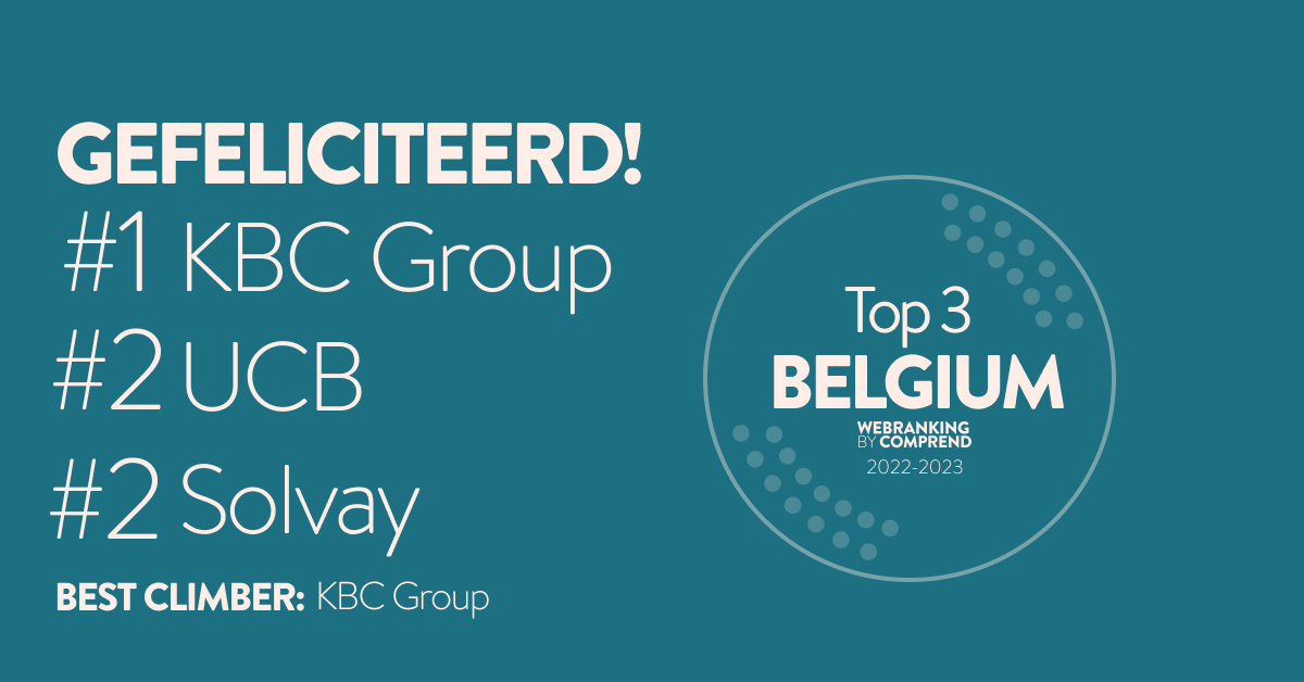 ComprendAgency's tweet image. Congratulations to this year's Belgian top performers in Webranking by Comprend @kbc_group, @ucb_news and @SolvayGroup. Well done! 👏

Full results: tinyurl.com/38xfybr4

#webrankingbycomprend
