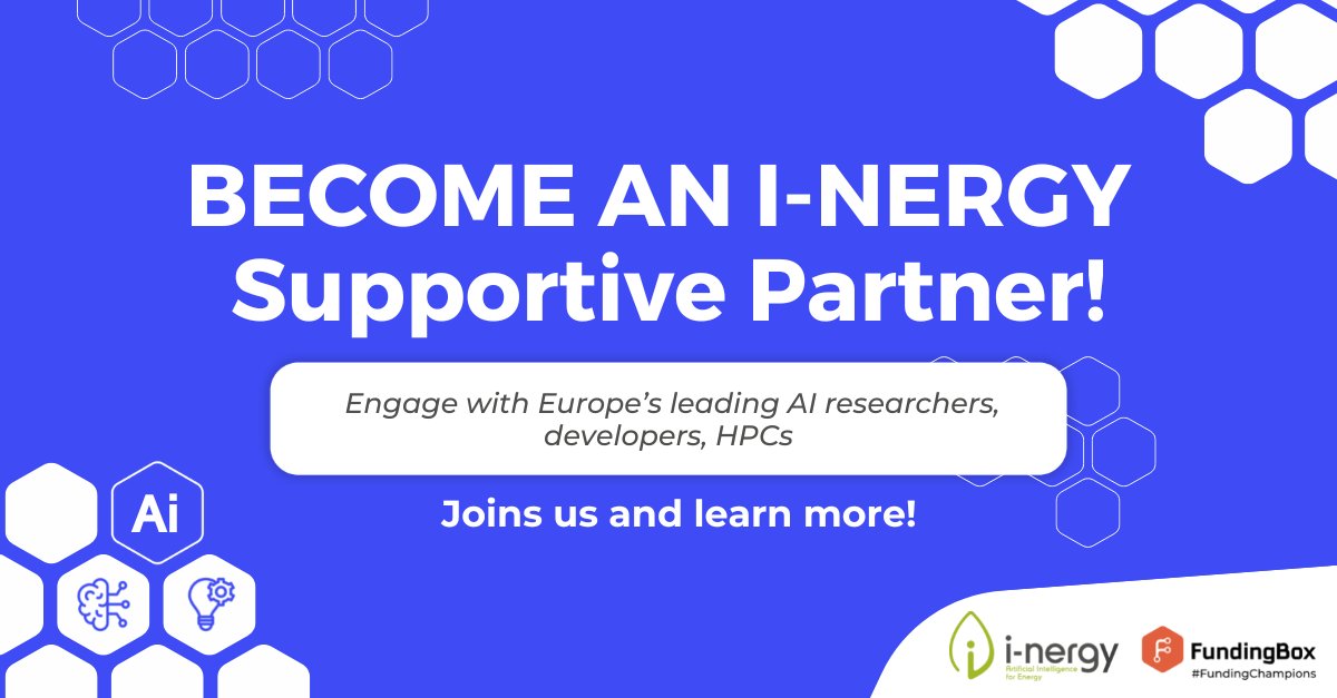 🔎 Are you an EU-based expert organization working on #energy and #AI ?
👉  I-NERGY Supportive Partners program is for you!  loom.ly/dEoW68Q
👉 Join us here: forms.gle/eiuP8soxiWLwCf…
#Horizon2020 #AI #Energy #AIaaS #AIforSME #FundingChampions