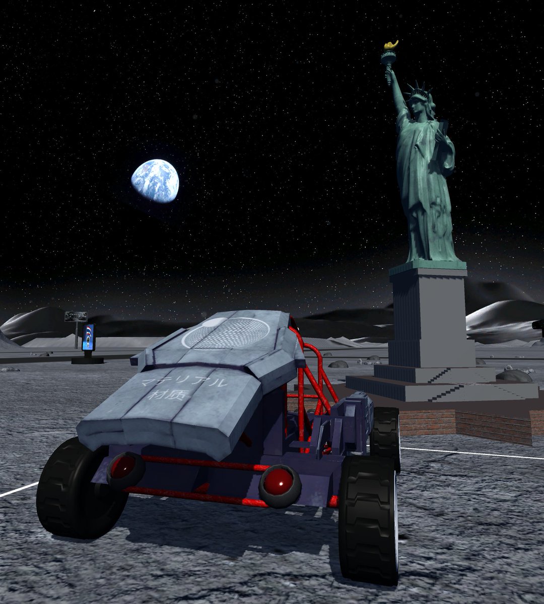 JoyeousT's tweet photo. When I got up this morning, I did not expect anyone to place the Statue of Liberty on their land in @Carda_station .  But they have the "Liberty" to do that in our live moon metaverse.  -chuckle-
Come build something..
@NFT_Justin #metaverseproject #blendercommunity @CWorld_Josh https://t.co/221opdibzY