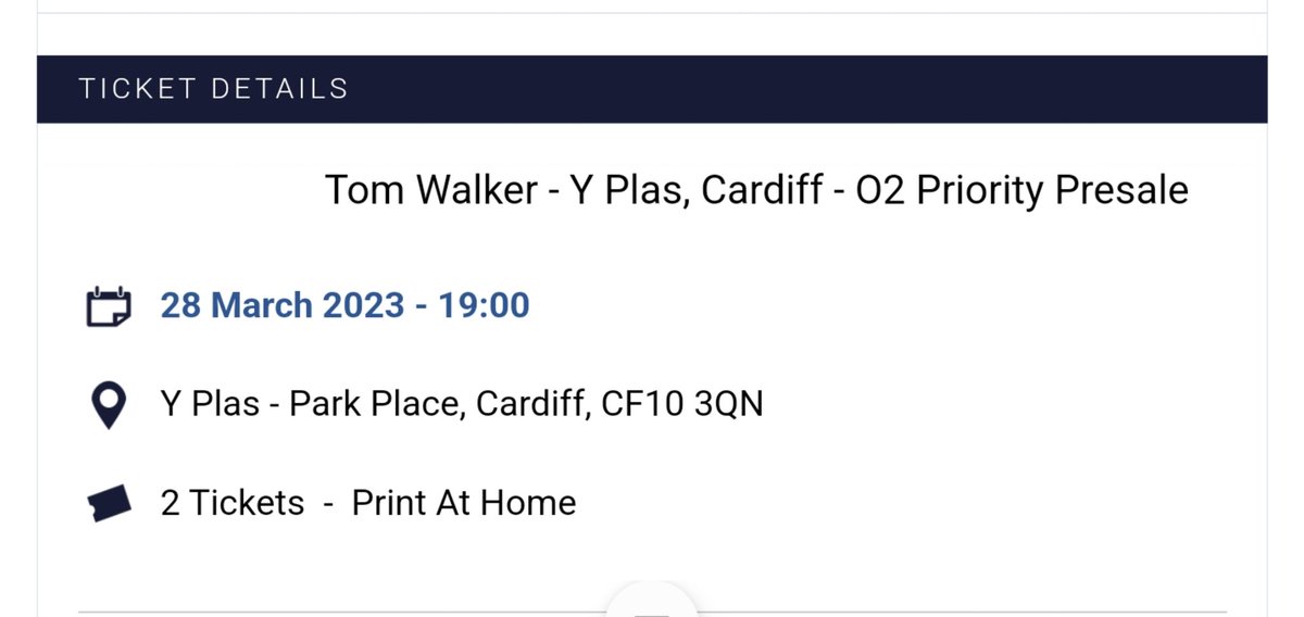 Zoei73's tweet photo. @IamTomWalker Tickets bought for Cardiff 🏴󠁧󠁢󠁷󠁬󠁳󠁿 Look out for the 2 oldies amongst all the students 😂 @cooper_col https://t.co/WLUn1LIvaU