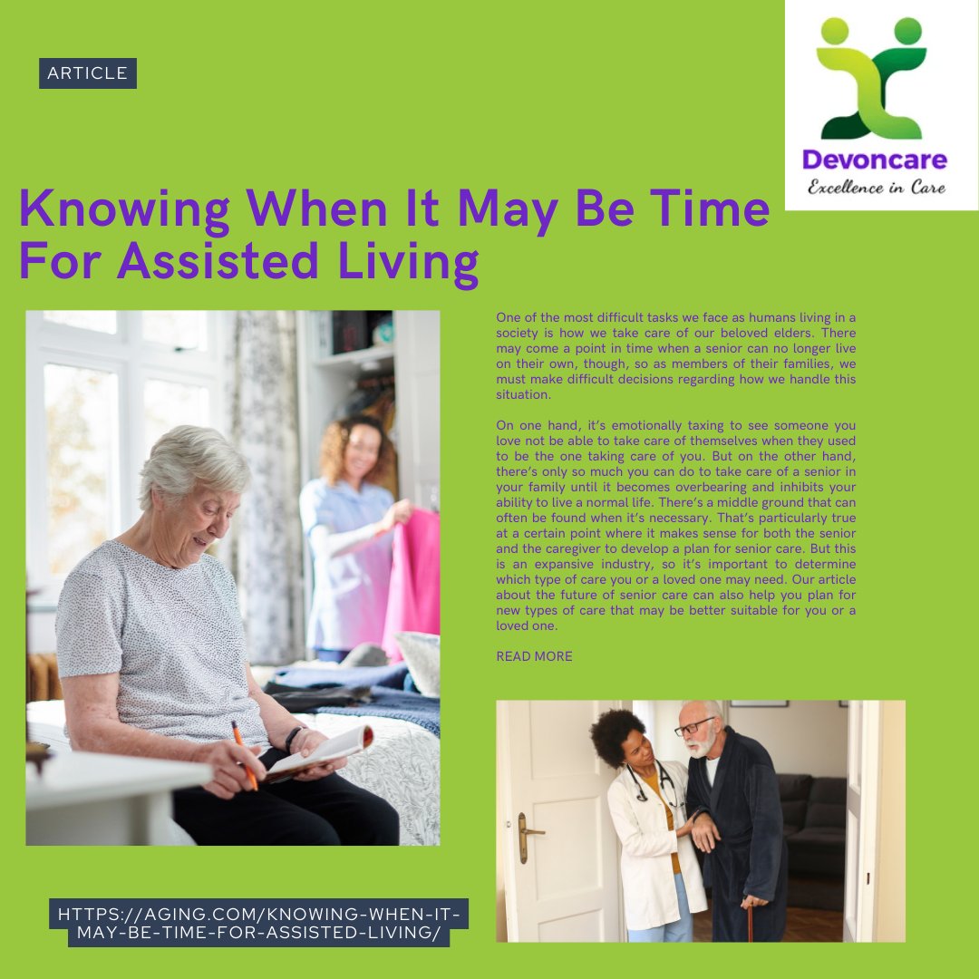 Devoncare1's tweet photo. Knowing When It May Be Time For Assisted Living...
Read full #blog here: https://t.co/svjJk8B5hZ
#care #healthcare #healthcareassistance #personalcare #palliativecare #endoflifecare #residentialcare #homecare #NHS #nursing #carehome #carehomes #devon #cornwall #devoncare https://t.co/HRyul2WT82