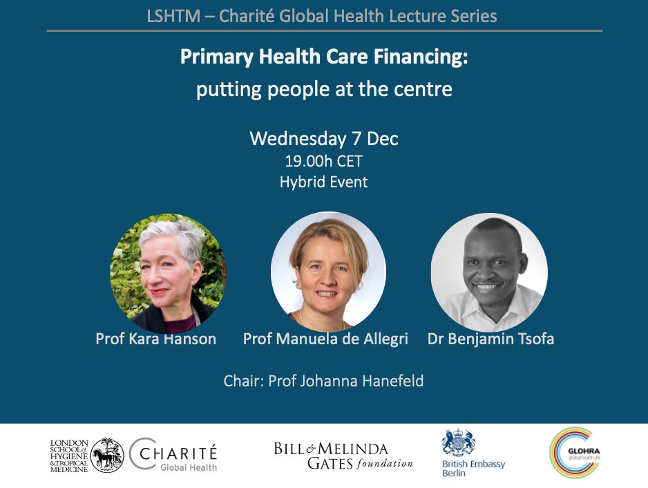Join us next week! Germany launch <a href="/LancetGH/">The Lancet Global Health</a> Commission on Financing PHC Report with <a href="/Karaghanson/">Kara Hanson</a> <a href="/TsofaB/">Benjamin Tsofa</a> @ManuelaDeAllegr
Moderation by <a href="/johanefeld/">Johanna Hanefeld</a> 
🗓️Wed 7 Dec, 19-20:30 CET
 ➡️Hybrid event 
Learn more: bit.ly/LSHTM-PHCF
<a href="/LSHTM/">London School of Hygiene & Tropical Medicine</a> <a href="/globalhealth_de/">German Alliance for Global Health Research</a> <a href="/HSR_LSHTM/">Health Systems LSHTM</a>
 <a href="/gatesfoundation/">Gates Foundation</a>