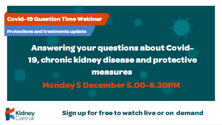 kidneycareuk's tweet photo. Our latest #CovidQuestionTime webinar takes place next week. Click here to register your free Zoom place: https://t.co/JIoLFmZ097 https://t.co/T5pnJuoJXT