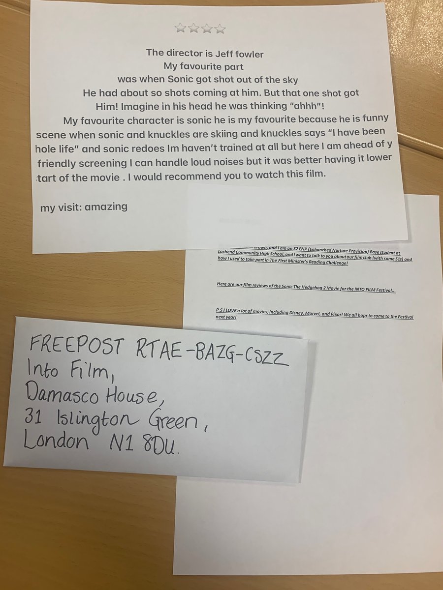 LCHS_ENP's tweet image. Getting our @intofilm_edu Festival reviews in ahead of the deadline next week. Young people wrote reviews about @sonic_hedgehog 2 which we were lucky enough to attend as part of the festival. #literacy #FilmForLearningFriday