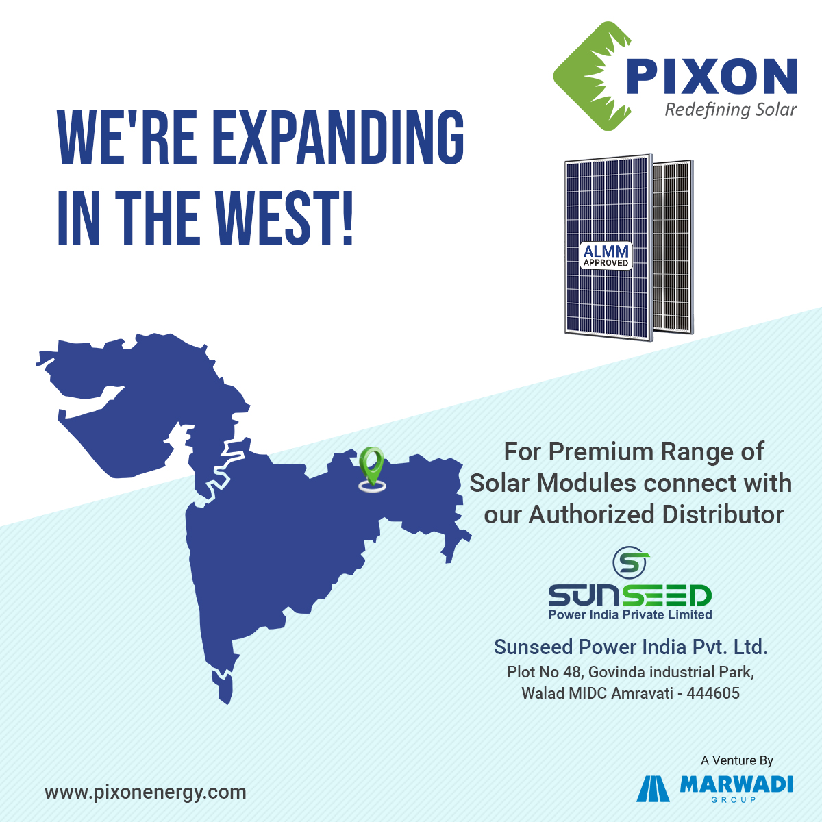 pixon_energy's tweet image. Booming in the Western region! 

In collaboration with our authorized distributor Sunseed Power India Pvt. Ltd., we are pleased to announce that we will now be delivering our finest range of modules to the Western Region. 

#collaboration #pixonsolar #distibutor