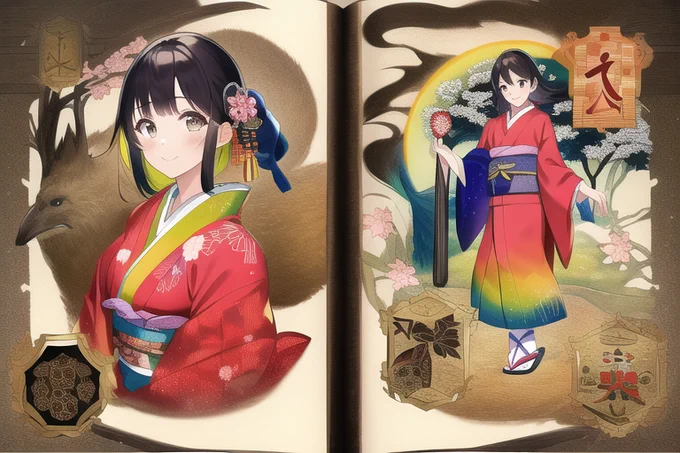 ベスティアリー着物 どうも"Bestiary"(動物寓意譚)というジャンルの書物があったらしく、このタグを入れて横長の画面にすると、勝手に幻想生物が出てくる本になります。 ChatGPTくんが会話中に、教えてくれたんですが、なんだこりゃ?  呪文はALTに。 #AIイラスト #AIArt #NovelAI #NovelAIDiffusion