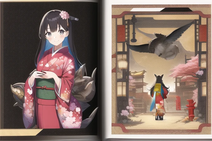 ベスティアリー着物 どうも"Bestiary"(動物寓意譚)というジャンルの書物があったらしく、このタグを入れて横長の画面にすると、勝手に幻想生物が出てくる本になります。 ChatGPTくんが会話中に、教えてくれたんですが、なんだこりゃ?  呪文はALTに。 #AIイラスト #AIArt #NovelAI #NovelAIDiffusion