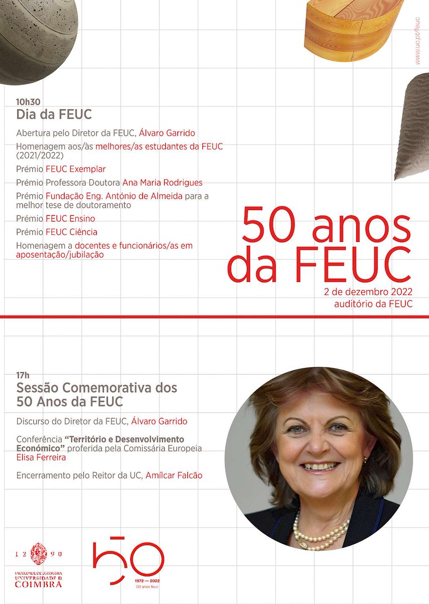 A Faculdade de Economia da <a href="/UnivdeCoimbra/">Universidade de Coimbra</a> celebra hoje o seu 50.º aniversário. Parabéns, <a href="/FeucUc/">FEUC</a>! 🤍 ❤️ 

#UCoimbra