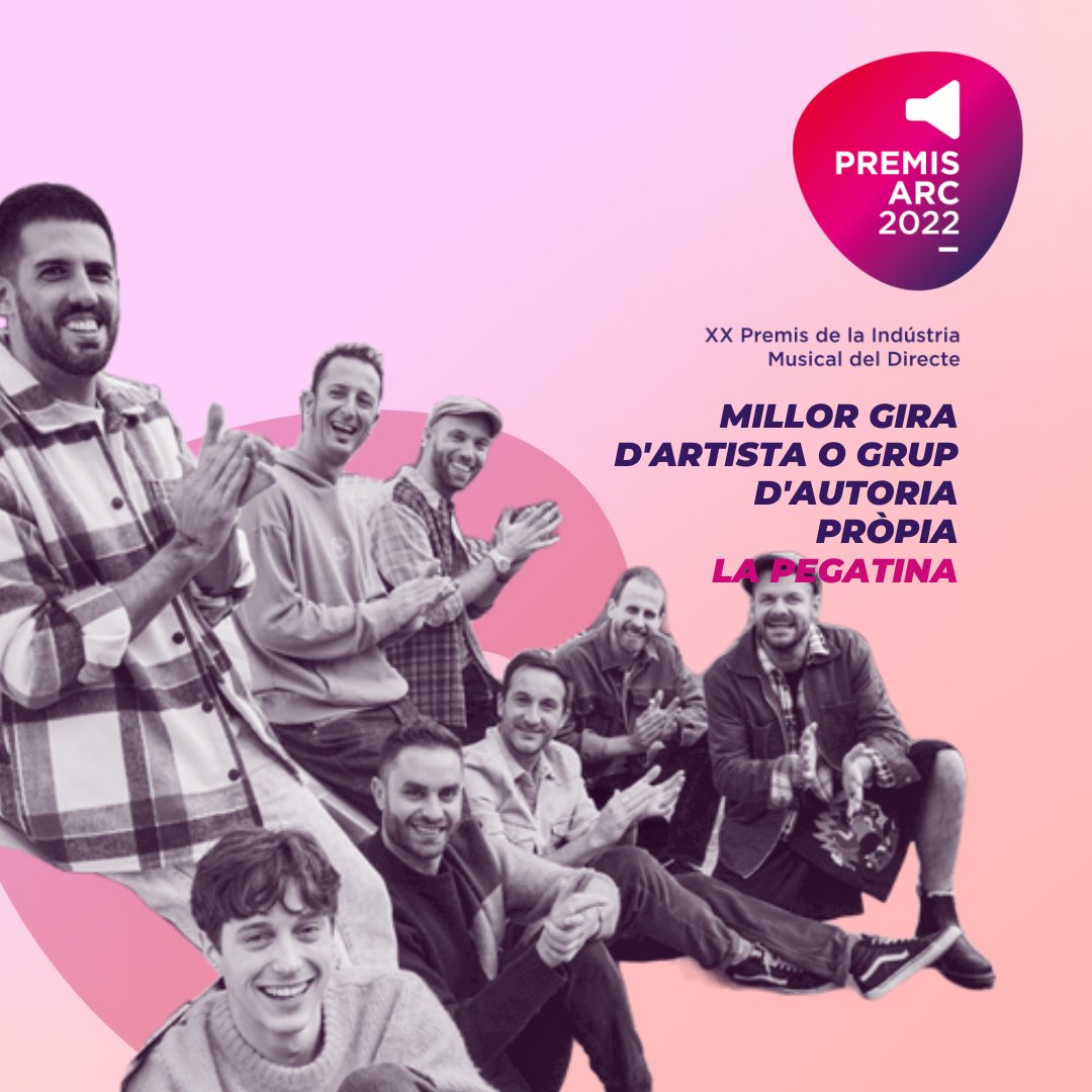 arcatalunya's tweet photo. Enhorabona a @lapegatina (@Sonde3Prod) guanyadors del #PremisARC2022 a Millor gira d’artista o grup d'autoria pròpia!💜🎶
#PremisARC #ARCatalunya https://t.co/cPYI0cfKYk