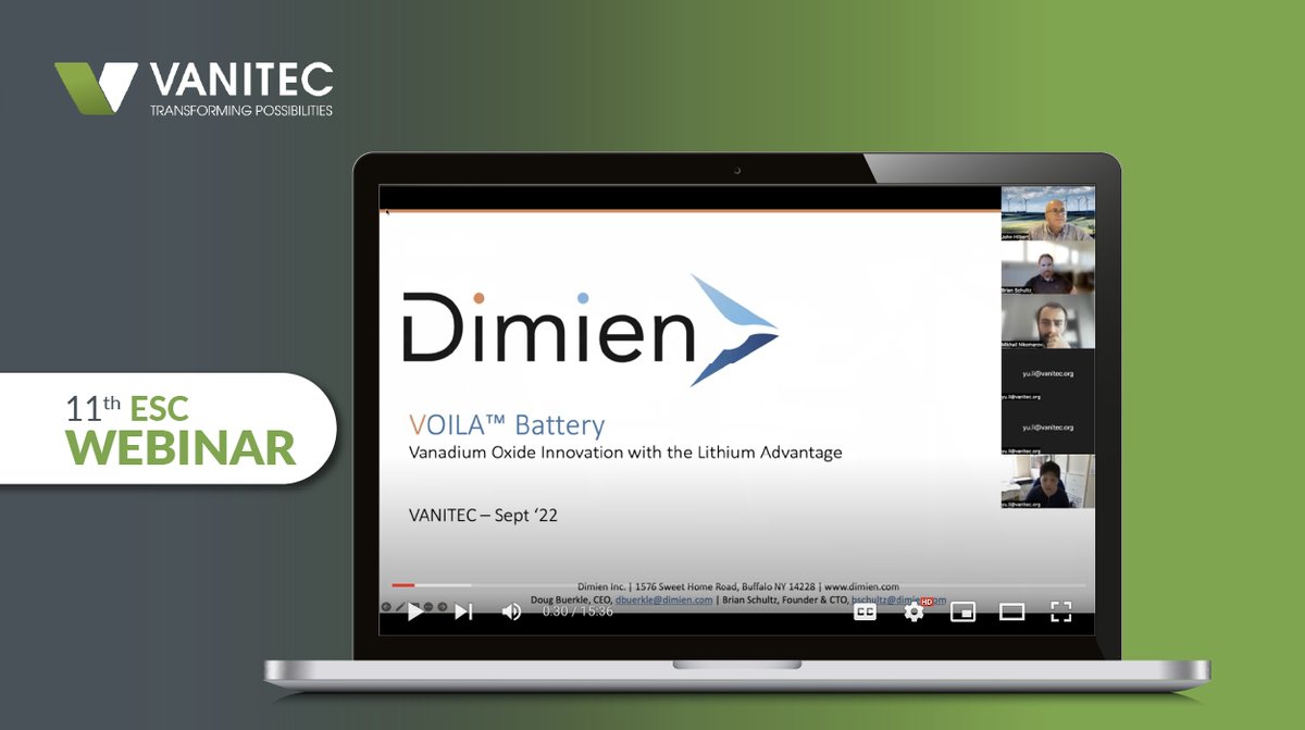 Vanitec (@vanitecvanadium) on Twitter photo Brian Schultz from <a href="/Dimien_Inc/">Dimien Inc.</a> took part in the 11th annual Vanitec Energy Storage webinar, where he discussed how Dimien’s Vanadium-based battery cathode could assist to fast-track the adoption of battery electric vehicles. Watch here: youtube.com/watch?v=ziW8J2… Brian Schultz from <a href="/Dimien_Inc/">Dimien Inc.</a> took part in the 11th annual Vanitec Energy Storage webinar, where he discussed how Dimien’s Vanadium-based battery cathode could assist to fast-track the adoption of battery electric vehicles. Watch here: youtube.com/watch?v=ziW8J2…