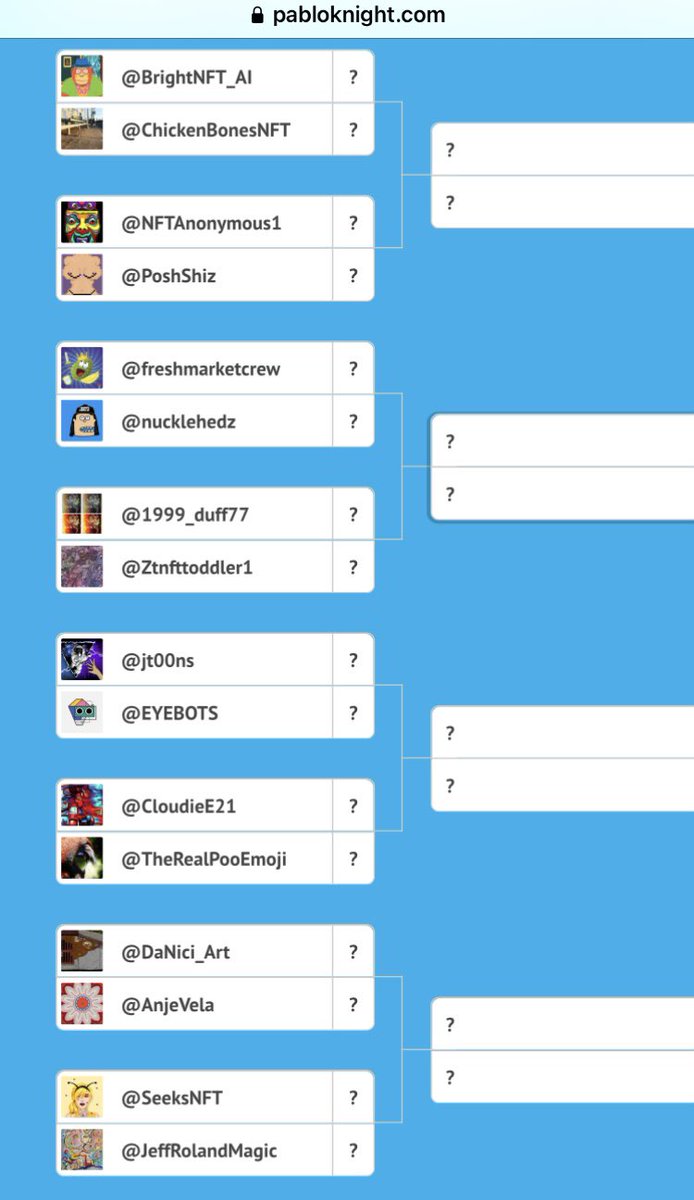 Don't forget to vote on Round 1 via pabloknight.com