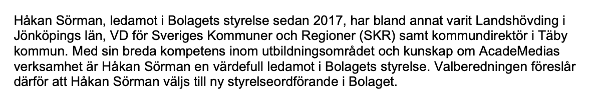 Skolinkvisition's tweet photo. Det finns en grej i det svenska skolsystemet som är så sjuk att de flesta inte riktigt vill tro mig när jag berättar om den på mina föreläsningar. 

Så här. 

1. Som väntat valdes Håkan Sörman i förrgår till ordförande (tidigare varit ledamot) för AcadeMedias styrelse. https://t.co/I2AwlKrVJV