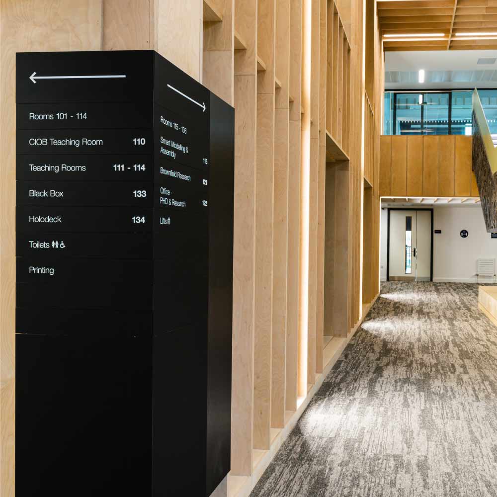 dlinexSign's tweet image. Internally at the University of Wolverhampton School of Architecture we have provided our patented Jigsaw system that allows for the easy changing of direction panels, should room locations change.
#internalsigns #signage
bit.ly/3GotD6p