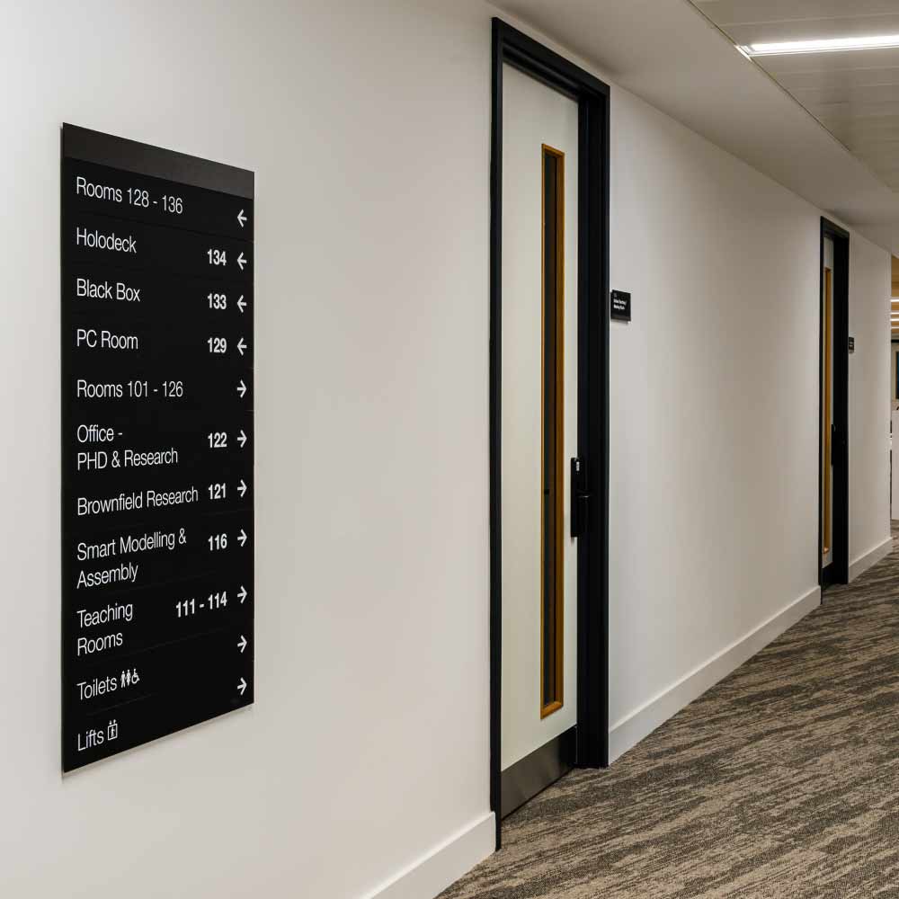 dlinexSign's tweet image. Internally at the University of Wolverhampton School of Architecture we have provided our patented Jigsaw system that allows for the easy changing of direction panels, should room locations change.
#internalsigns #signage
bit.ly/3GotD6p