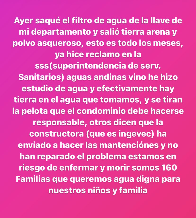adolfoa777's tweet photo. Amigos por favor RT
Máxima difusión 🙏🏻🙏🏻
Riesgo para la salud 🚨🚨🚨🚨
@ministeriosalud @SeremiSaludRM @gonzalouno @ximenaguilera @SISS_CHILE @aguas_andinas @masingevec @IngevecSas @gabrielboric @ClaudiaPizarro @SuperDeSalud  ayudaaaa!!! https://t.co/1ZGiLVwrtL