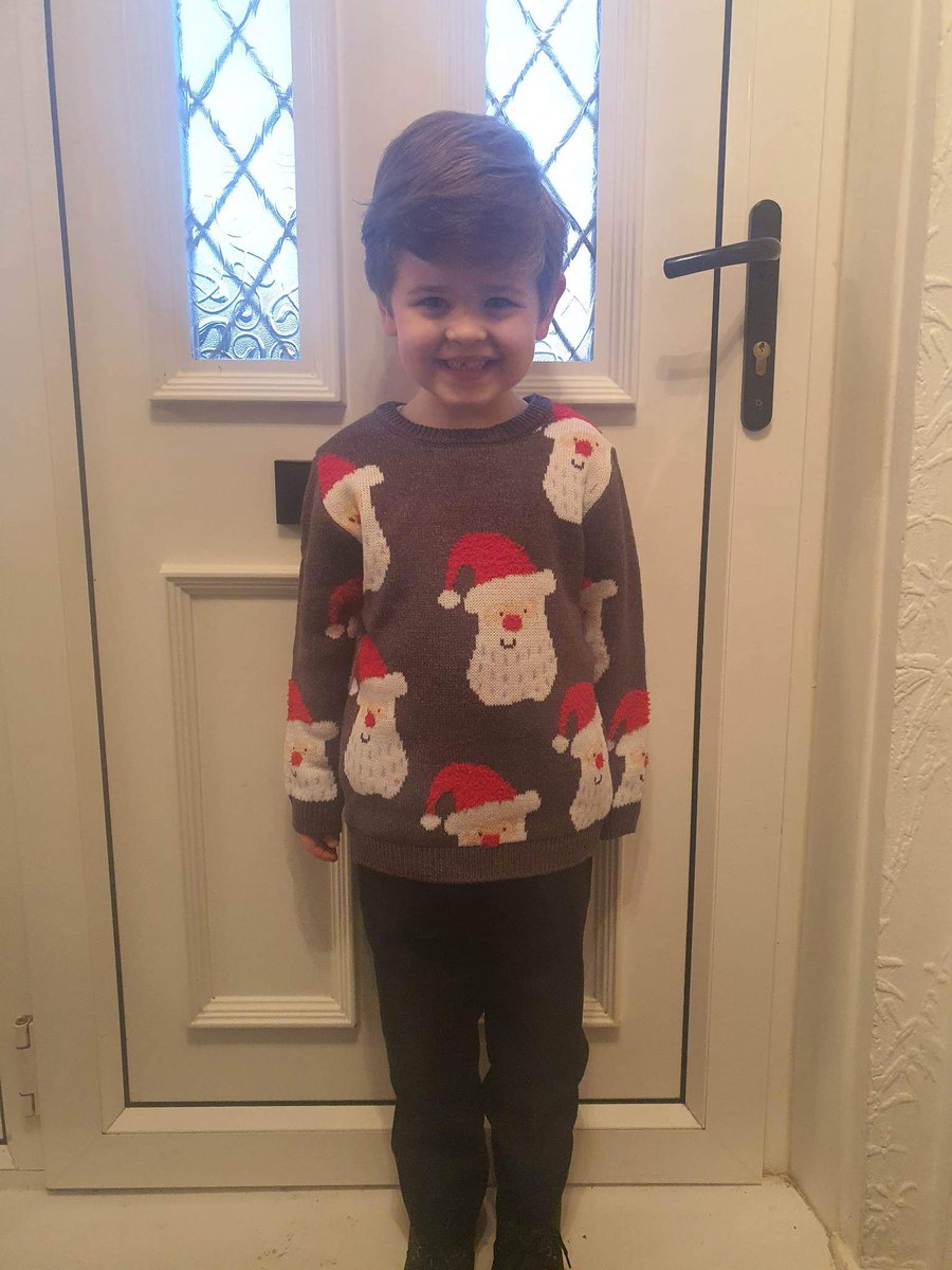 Christmas Jumper Day.
Start of Christmas events for grandson. 💙❤️