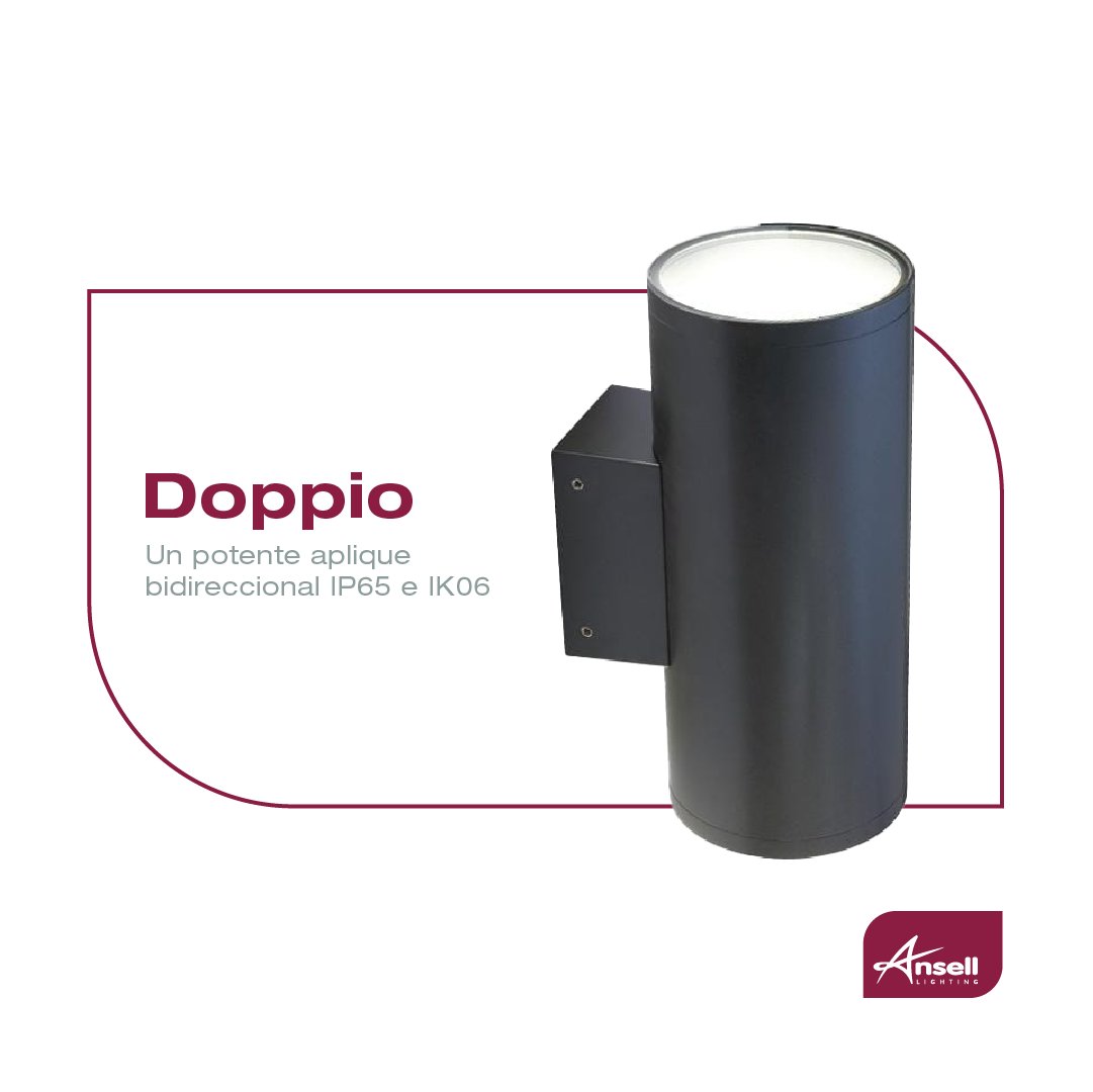 es_ansell's tweet photo. ⭐ El aplique bidireccional DOPPIO está fabricado en aluminio con acabado de pintura grafito. Es IK09 e IP65, apto para aplicaciones de interior o exterior #anselllighting https://t.co/NysnXx0jbN