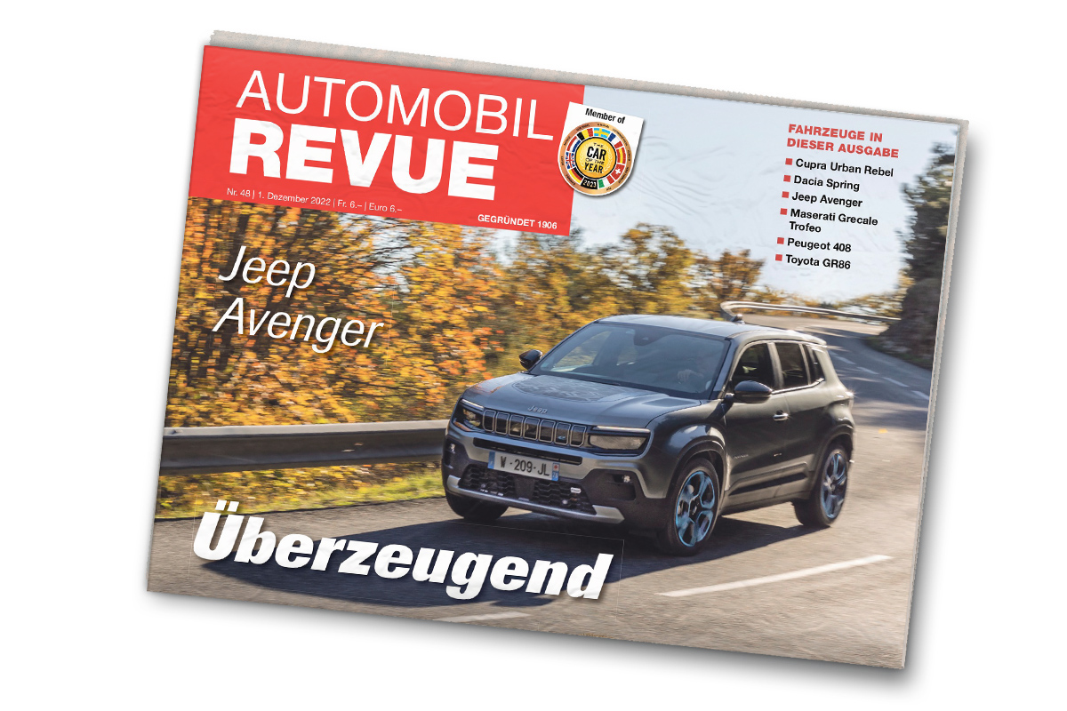 AUTOMOBIL REVUE Nr. 48/2022 mit folgenden Themen: Jeep Avenger, Toyota GR86, Peugeot 408, Verbrennerverbot mailchi.mp/automobilrevue…