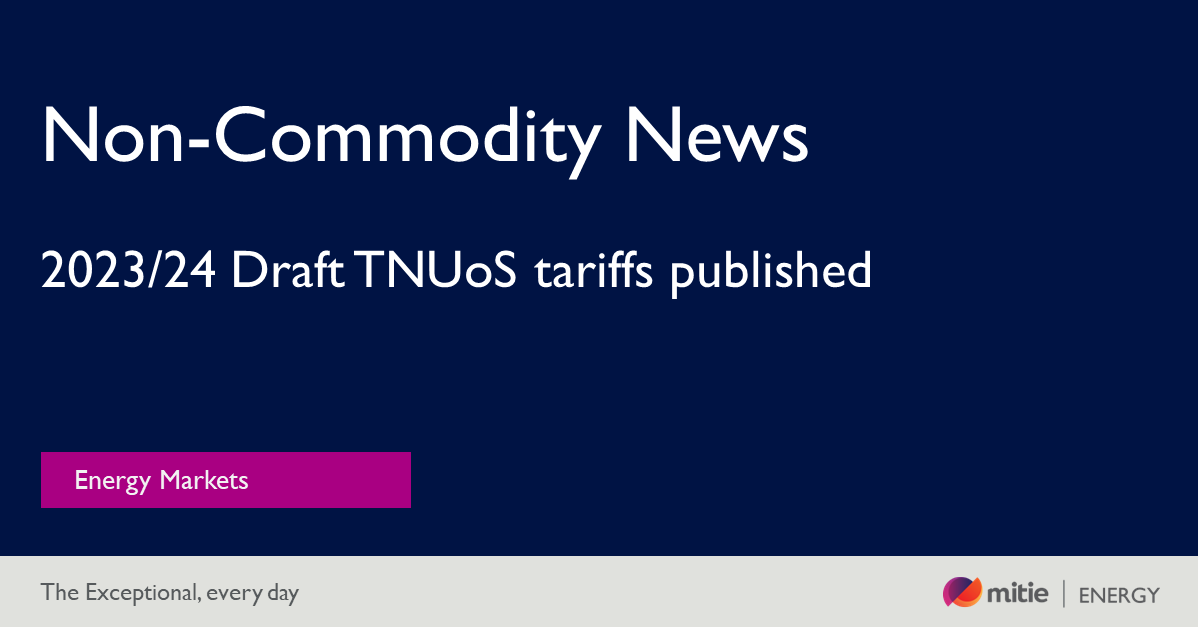 The average non-locational banded demand tariff is now forecast to decrease to £92.75/site/annum, according to National Grid’s draft TNUoS tariffs compared to the August update of £97.69/kW. 
#EnergyMarkets